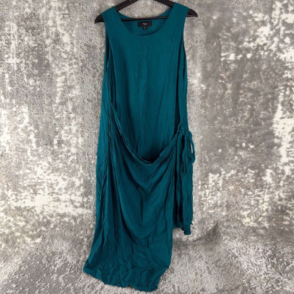 Mossimo Size L‎ Tie Wrap Dress Midi Minimalist Dress Blue Sleeveless CAsual